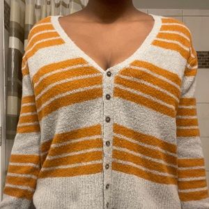 Orange and Grey striped cardigan